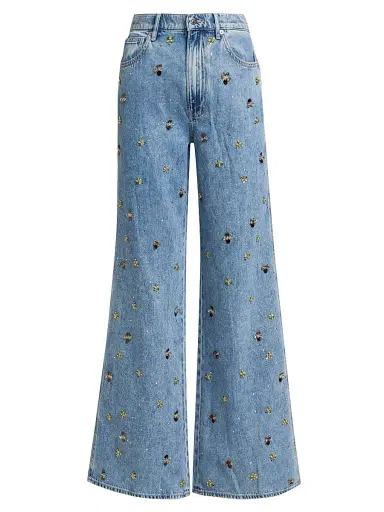 Veronica Beard Women's Kasey Embellished Wide-Leg Jeans | Thumbnail 1 Veronica Beard Women's Kasey Embellished Wide-Leg Jeans | Thumbnail 1
