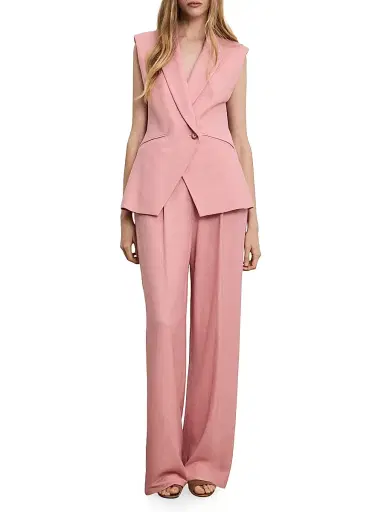Veronica Beard Women's Marbeau High-Rise Wide-Leg Pants - Petal | Thumbnail 2 Veronica Beard Women's Marbeau High-Rise Wide-Leg Pants - Petal | Thumbnail 2