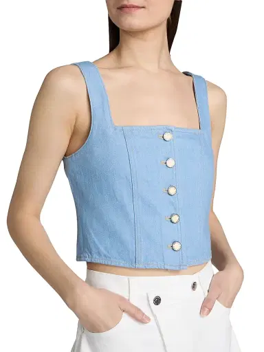 Veronica Beard Women's Spensley Denim Vest - Bayside | Thumbnail 6 Veronica Beard Women's Spensley Denim Vest - Bayside | Thumbnail 6