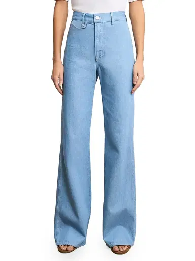 Veronica Beard Women's Crosbie High-Rise Wide-Leg Denim Pants - Bayside | Thumbnail 3 Veronica Beard Women's Crosbie High-Rise Wide-Leg Denim Pants - Bayside | Thumbnail 3