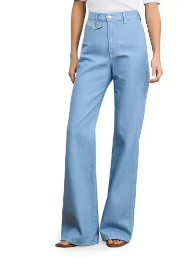 Veronica Beard Women's Crosbie High-Rise Wide-Leg Denim Pants - Bayside | Thumbnail 4 Veronica Beard Women's Crosbie High-Rise Wide-Leg Denim Pants - Bayside | Thumbnail 4