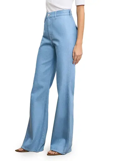 Veronica Beard Women's Crosbie High-Rise Wide-Leg Denim Pants - Bayside | Thumbnail 5 Veronica Beard Women's Crosbie High-Rise Wide-Leg Denim Pants - Bayside | Thumbnail 5