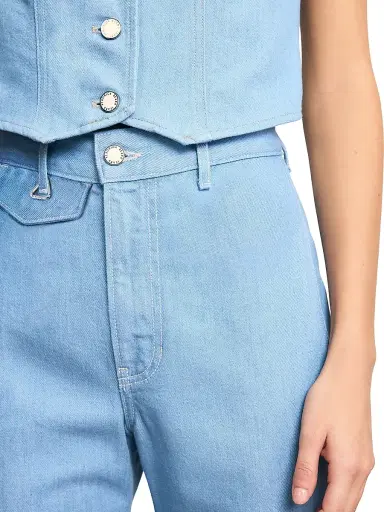 Veronica Beard Women's Crosbie High-Rise Wide-Leg Denim Pants - Bayside | Thumbnail 7 Veronica Beard Women's Crosbie High-Rise Wide-Leg Denim Pants - Bayside | Thumbnail 7