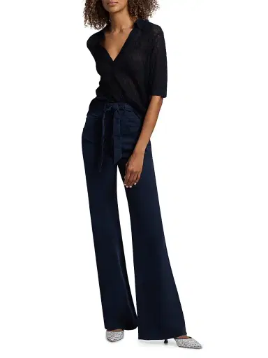 Veronica Beard Women's Rosanna Corset Wide-Leg Pants - Navy | Thumbnail 2 Veronica Beard Women's Rosanna Corset Wide-Leg Pants - Navy | Thumbnail 2