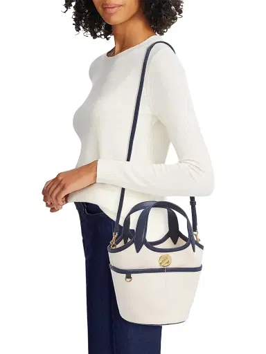 Veronica Beard Women's Anchor Cotton Canvas Bucket Bag | Thumbnail 2 Veronica Beard Women's Anchor Cotton Canvas Bucket Bag | Thumbnail 2