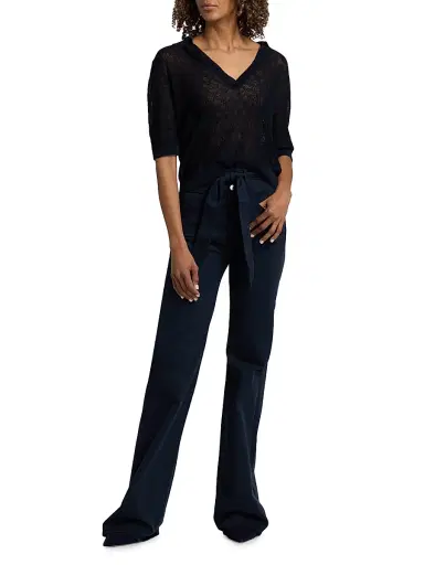 Veronica Beard Women's Issa Linen-Blend Polo Sweater | Thumbnail 2 Veronica Beard Women's Issa Linen-Blend Polo Sweater | Thumbnail 2