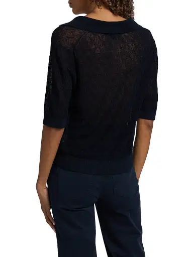 Veronica Beard Women's Issa Linen-Blend Polo Sweater | Thumbnail 5 Veronica Beard Women's Issa Linen-Blend Polo Sweater | Thumbnail 5