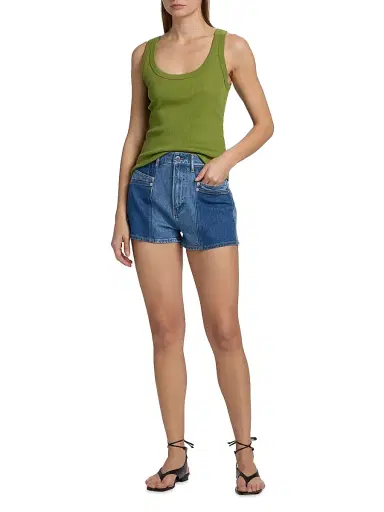 Veronica Beard Women's Elijah Colorblocked Denim Shorts | Thumbnail 2 Veronica Beard Women's Elijah Colorblocked Denim Shorts | Thumbnail 2