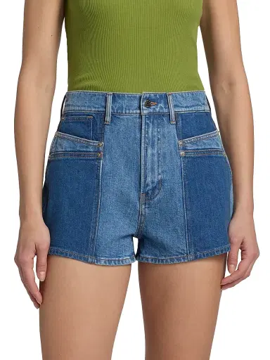 Veronica Beard Women's Elijah Colorblocked Denim Shorts | Thumbnail 3 Veronica Beard Women's Elijah Colorblocked Denim Shorts | Thumbnail 3
