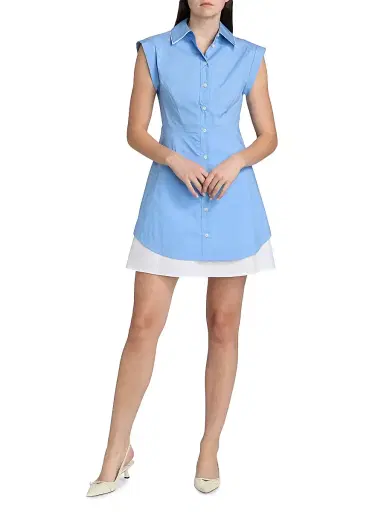 Veronica Beard Women's Westcott Cotton-Blend Mini-Shirtdress - Cadet | Thumbnail 2 Veronica Beard Women's Westcott Cotton-Blend Mini-Shirtdress - Cadet | Thumbnail 2