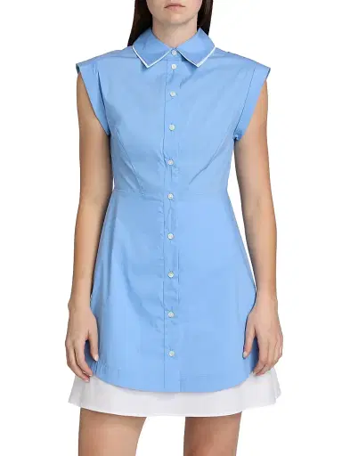Veronica Beard Women's Westcott Cotton-Blend Mini-Shirtdress - Cadet | Thumbnail 3 Veronica Beard Women's Westcott Cotton-Blend Mini-Shirtdress - Cadet | Thumbnail 3