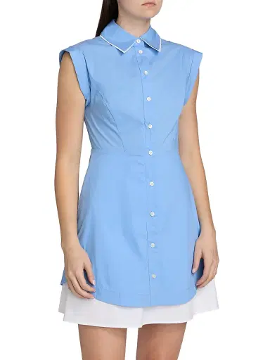 Veronica Beard Women's Westcott Cotton-Blend Mini-Shirtdress - Cadet | Thumbnail 4 Veronica Beard Women's Westcott Cotton-Blend Mini-Shirtdress - Cadet | Thumbnail 4