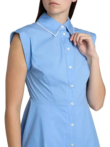 Veronica Beard Women's Westcott Cotton-Blend Mini-Shirtdress - Cadet | Thumbnail 6 Veronica Beard Women's Westcott Cotton-Blend Mini-Shirtdress - Cadet | Thumbnail 6