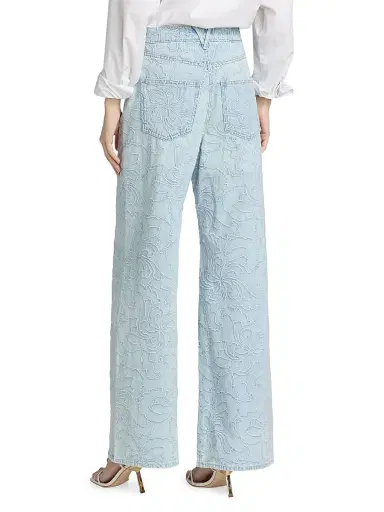 Veronica Beard Women's Taylor Embroidered High-Rise Wide-Leg Jeans | Thumbnail 5 Veronica Beard Women's Taylor Embroidered High-Rise Wide-Leg Jeans | Thumbnail 5