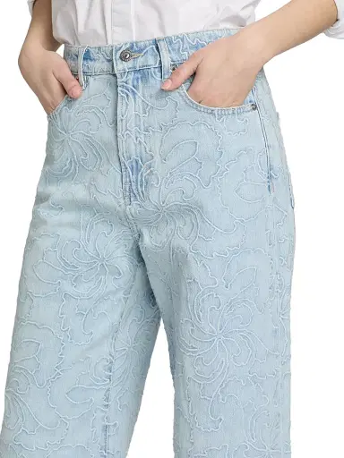 Veronica Beard Women's Taylor Embroidered High-Rise Wide-Leg Jeans | Thumbnail 6 Veronica Beard Women's Taylor Embroidered High-Rise Wide-Leg Jeans | Thumbnail 6