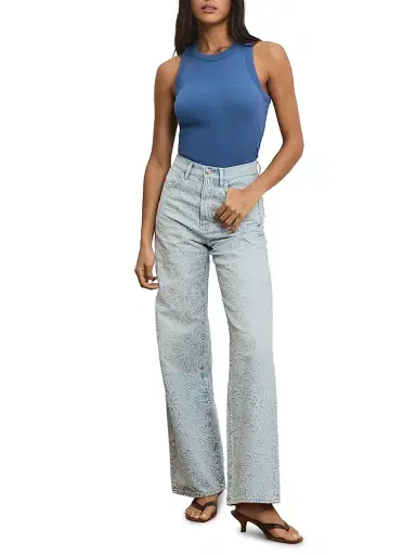 Veronica Beard Women's Jordyn Crop Tank - Blue Coast | Thumbnail 2 Veronica Beard Women's Jordyn Crop Tank - Blue Coast | Thumbnail 2