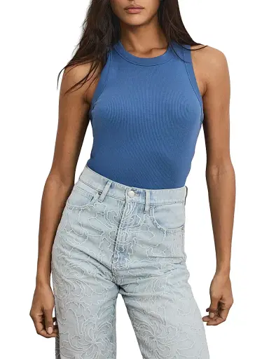 Veronica Beard Women's Jordyn Crop Tank - Blue Coast | Thumbnail 3 Veronica Beard Women's Jordyn Crop Tank - Blue Coast | Thumbnail 3