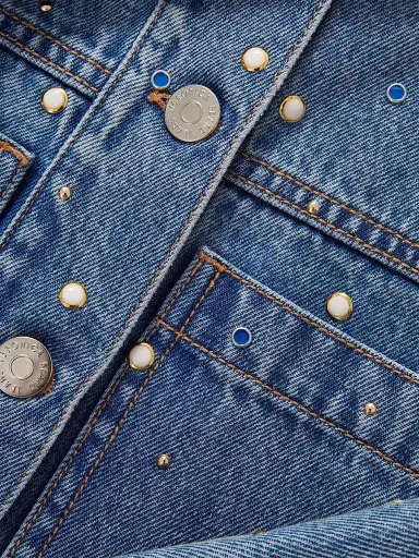 Veronica Beard Women's Lowry Bezel Stud Denim Jacket - Amethyst Frost | Thumbnail 6 Veronica Beard Women's Lowry Bezel Stud Denim Jacket - Amethyst Frost | Thumbnail 6
