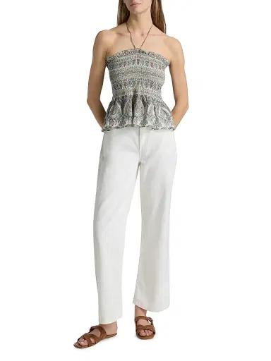 Veronica Beard Women's Damsey Smocked Top - Ecru Multi | Thumbnail 2 Veronica Beard Women's Damsey Smocked Top - Ecru Multi | Thumbnail 2