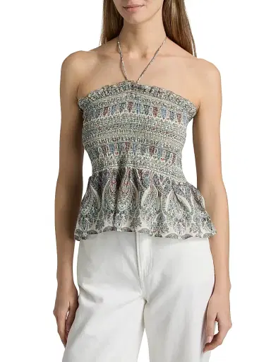 Veronica Beard Women's Damsey Smocked Top - Ecru Multi | Thumbnail 3 Veronica Beard Women's Damsey Smocked Top - Ecru Multi | Thumbnail 3