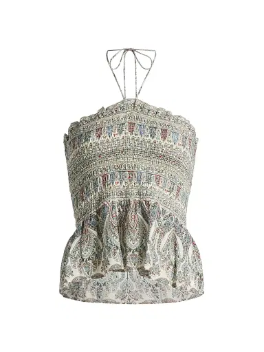 Veronica Beard Women's Damsey Smocked Top - Ecru Multi | Thumbnail 1 Veronica Beard Women's Damsey Smocked Top - Ecru Multi | Thumbnail 1