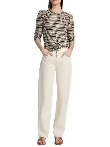 Veronica Beard Women's Harley Arc Leg High-Rise Jeans - Ecru - Size 32 | Thumbnail 2 Veronica Beard Women's Harley Arc Leg High-Rise Jeans - Ecru - Size 32 | Thumbnail 2
