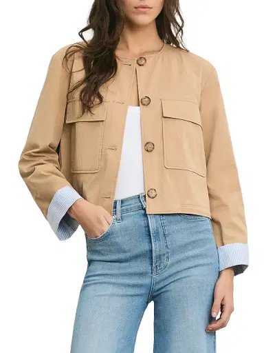 Veronica Beard Women's Gala Crop Utility Jacket - Khaki | Thumbnail 3 Veronica Beard Women's Gala Crop Utility Jacket - Khaki | Thumbnail 3