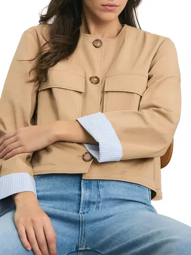 Veronica Beard Women's Gala Crop Utility Jacket - Khaki | Thumbnail 5 Veronica Beard Women's Gala Crop Utility Jacket - Khaki | Thumbnail 5