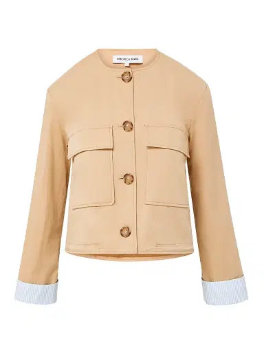 Veronica Beard Women's Gala Crop Utility Jacket - Khaki | Thumbnail 1 Veronica Beard Women's Gala Crop Utility Jacket - Khaki | Thumbnail 1