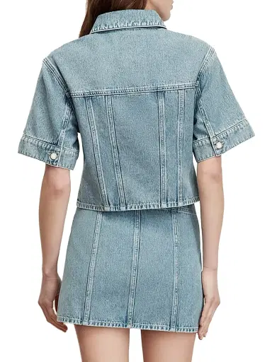 Veronica Beard Women's Malcom Denim Top - Silver Dust | Thumbnail 4 Veronica Beard Women's Malcom Denim Top - Silver Dust | Thumbnail 4
