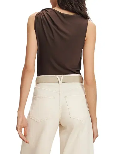 Veronica Beard Women's Otessa Gathered Top - Dark Mocha | Thumbnail 4 Veronica Beard Women's Otessa Gathered Top - Dark Mocha | Thumbnail 4