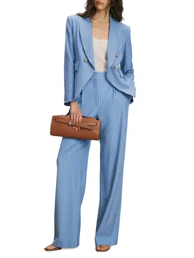 Veronica Beard Women's Heyser Pinstripe Wide-Leg Trousers - Blue Jay Dove - Size 12 | Thumbnail 2 Veronica Beard Women's Heyser Pinstripe Wide-Leg Trousers - Blue Jay Dove - Size 12 | Thumbnail 2