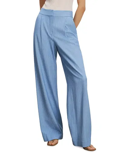 Veronica Beard Women's Heyser Pinstripe Wide-Leg Trousers - Blue Jay Dove - Size 12 | Thumbnail 3 Veronica Beard Women's Heyser Pinstripe Wide-Leg Trousers - Blue Jay Dove - Size 12 | Thumbnail 3