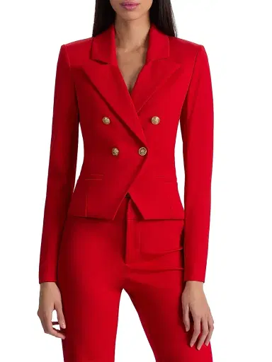 ALICE + OLIVIA Women's Sable Double-Breasted Crop Blazer - Chili Pepper | Thumbnail 3 ALICE + OLIVIA Women's Sable Double-Breasted Crop Blazer - Chili Pepper | Thumbnail 3