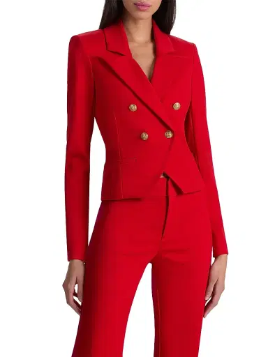 ALICE + OLIVIA Women's Sable Double-Breasted Crop Blazer - Chili Pepper | Thumbnail 4 ALICE + OLIVIA Women's Sable Double-Breasted Crop Blazer - Chili Pepper | Thumbnail 4