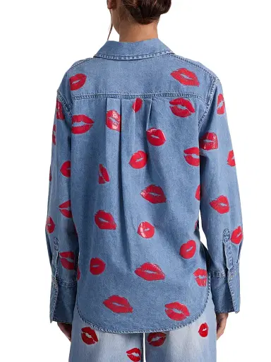 ALICE + OLIVIA Women's Finely Oversized Denim Shirt - Denver Bright Blue | Thumbnail 5 ALICE + OLIVIA Women's Finely Oversized Denim Shirt - Denver Bright Blue | Thumbnail 5