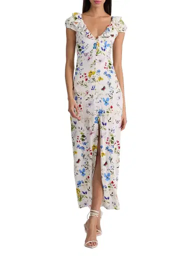Alice + Olivia Women's Tara Twisting Vines Slipdress - Twisting Vines Off White | Thumbnail 2 Alice + Olivia Women's Tara Twisting Vines Slipdress - Twisting Vines Off White | Thumbnail 2