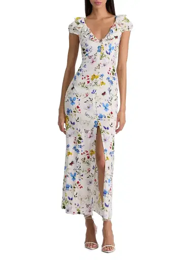 Alice + Olivia Women's Tara Twisting Vines Slipdress - Twisting Vines Off White | Thumbnail 3 Alice + Olivia Women's Tara Twisting Vines Slipdress - Twisting Vines Off White | Thumbnail 3