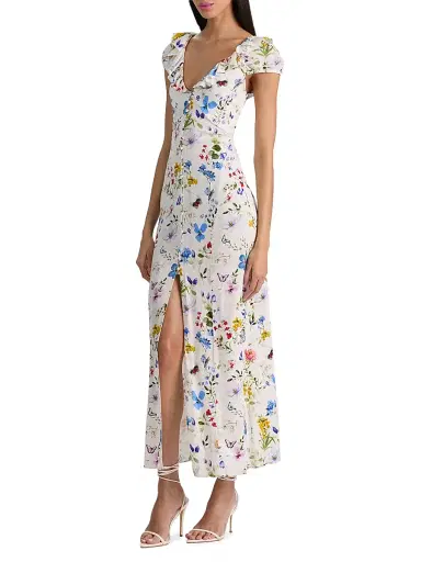 Alice + Olivia Women's Tara Twisting Vines Slipdress - Twisting Vines Off White | Thumbnail 4 Alice + Olivia Women's Tara Twisting Vines Slipdress - Twisting Vines Off White | Thumbnail 4