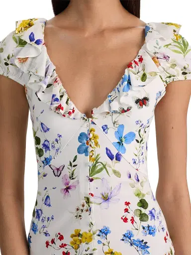 Alice + Olivia Women's Tara Twisting Vines Slipdress - Twisting Vines Off White | Thumbnail 6 Alice + Olivia Women's Tara Twisting Vines Slipdress - Twisting Vines Off White | Thumbnail 6