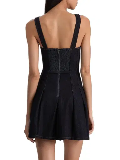 ALICE + OLIVIA Women's Hollis Square Neck Denim A-Line Minidress - Dark Rinse | Thumbnail 5 ALICE + OLIVIA Women's Hollis Square Neck Denim A-Line Minidress - Dark Rinse | Thumbnail 5