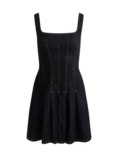 ALICE + OLIVIA Women's Hollis Square Neck Denim A-Line Minidress - Dark Rinse | Thumbnail 1 ALICE + OLIVIA Women's Hollis Square Neck Denim A-Line Minidress - Dark Rinse | Thumbnail 1