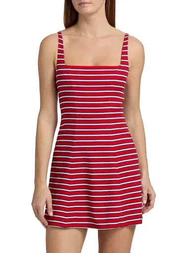 ALICE + OLIVIA Women's Julia Shadow Striped Minidress - Teakwood Chili Pepper | Thumbnail 3 ALICE + OLIVIA Women's Julia Shadow Striped Minidress - Teakwood Chili Pepper | Thumbnail 3