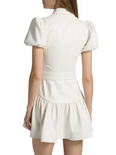 ALICE + OLIVIA Women's Henrietta Belted Faux-Leather Minidress - Off White | Thumbnail 5 ALICE + OLIVIA Women's Henrietta Belted Faux-Leather Minidress - Off White | Thumbnail 5