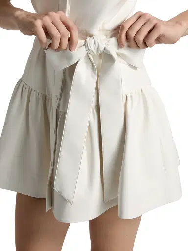 ALICE + OLIVIA Women's Henrietta Belted Faux-Leather Minidress - Off White | Thumbnail 6 ALICE + OLIVIA Women's Henrietta Belted Faux-Leather Minidress - Off White | Thumbnail 6