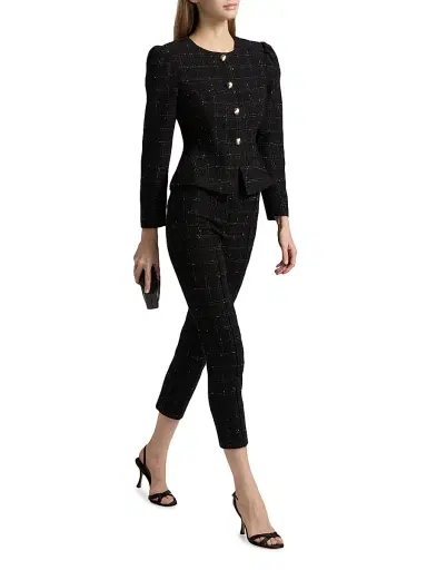 Generation Love Women's Tula Windowpane Tweed Crop Pants - Black White | Thumbnail 2 Generation Love Women's Tula Windowpane Tweed Crop Pants - Black White | Thumbnail 2
