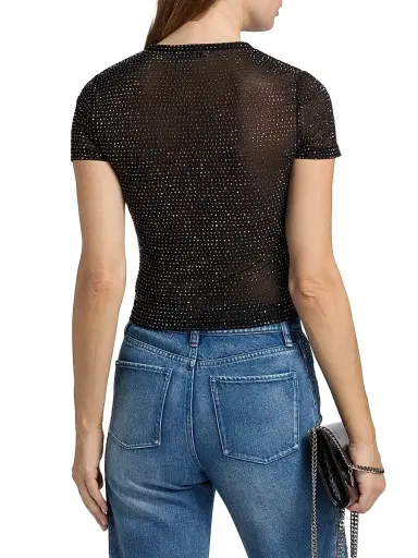 ALICE + OLIVIA Women's Tess Crystal-Embellished T-Shirt - Black Hematite | Thumbnail 5 ALICE + OLIVIA Women's Tess Crystal-Embellished T-Shirt - Black Hematite | Thumbnail 5