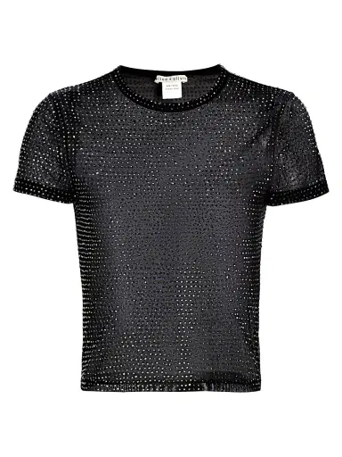 ALICE + OLIVIA Women's Tess Crystal-Embellished T-Shirt - Black Hematite | Thumbnail 1 ALICE + OLIVIA Women's Tess Crystal-Embellished T-Shirt - Black Hematite | Thumbnail 1