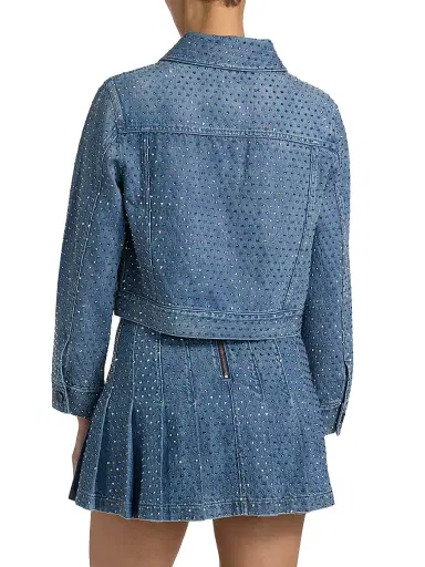 ALICE + OLIVIA Women's Chloe Embellished Boxy Crop Jacket - Brooklyn Blue Hematite | Thumbnail 5 ALICE + OLIVIA Women's Chloe Embellished Boxy Crop Jacket - Brooklyn Blue Hematite | Thumbnail 5