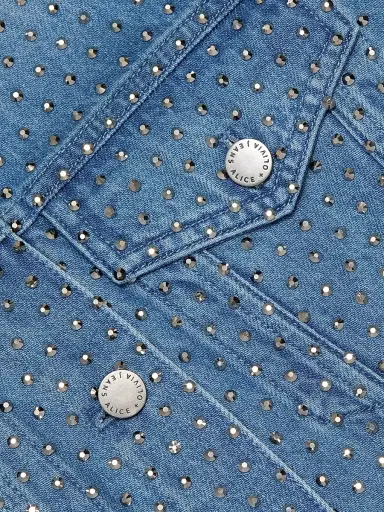 ALICE + OLIVIA Women's Chloe Embellished Boxy Crop Jacket - Brooklyn Blue Hematite | Thumbnail 7 ALICE + OLIVIA Women's Chloe Embellished Boxy Crop Jacket - Brooklyn Blue Hematite | Thumbnail 7